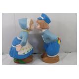 Ceramic Kissing Dutch Girl & Boy Statues