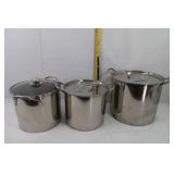 3 Stock Pots w/Lids(various sizes)