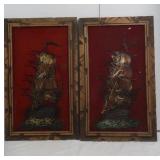 2 Wood Frame Sailboat Art Pcs