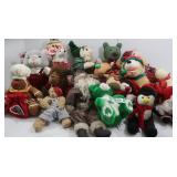 Misc Christmas Stuffed Characters w/Bin/Tote