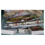 Misc Wrapping Boxes, Christmas Cards w/Bin