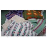 Crocheted Afghans w/32 Gal Garbage Can