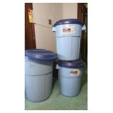 3 Outdoor Garbarge Cans-2-20 Gal, 1-32 Gal.
