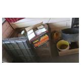 Misc Lot-sm. Animal Crate, Water Can,Wood Starters