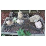 7 Small Garden Statue& Iron Plant Holder-26"Lx12"H