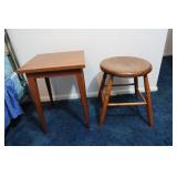 Wood Stand(14"Sqx19"H) & Wood Stool(17"H)