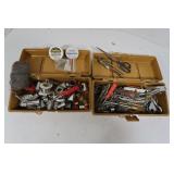 2 Small Plastic Tool Boxes w/Misc Tools/Plumbing