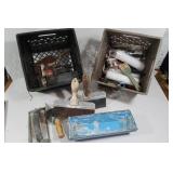 2 Crates w/Paint Supplies, Plaster Items