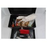 Plastic Toolbox 17"Wx9"D w/Misc Items