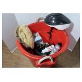 Tote w/Misc Items incl. Bike Helmet, Water Bottles