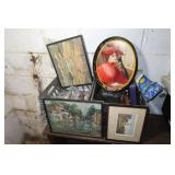 MIsc Lot w/2 Totes-Coke Tray, Picture Frames &more