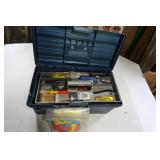 17" Plastic Tool Box w/Sm. Hand Tools&Paint Supp