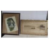 4 Framed Pictures incl. Boat Scene