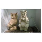 Cement Owl & Cement Lawn Decor