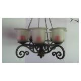 Wrought Iron&Glass Chandelier-19"Wx26"H