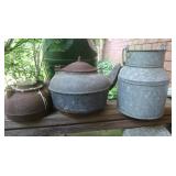 Cast Iron Teapots(1 Wagner), Milk Pail