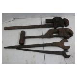 22" Pipe Wrench, H.D. Tubing Cutter, Spud
