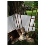 Assortment of tools, Wood Crate, Dolly