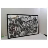 Framed Penguins Print 3 feet, 25" tall