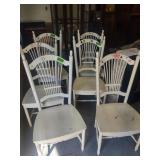 6 Wooden Chairs-backs loose, 1 cracked
