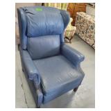 Leather Recliner Chair-blue(tears on arm)