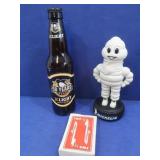 Vintage Michelin Man Doll, TWA Playing Cards,