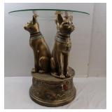 Egyptian Themed Glass Top Table-18"Wx21"H