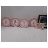 Set of 4 Poodle Plates, Poodle Frame, Framed Print