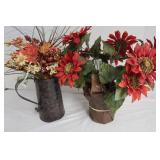2 Pots w/Artificial Flowers