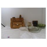 Misc Lot-Pyrex Pie Pan, Bowls, Purse & more
