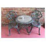 3 Pc Wrought Iron Patio Set(table 24" rd)