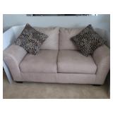 Suede-like Fabric Love Seat w/3 Pillows