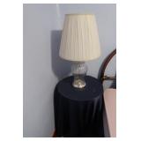 3 Legged Rd.Table w/Cover & Glass Lamp w/Shade
