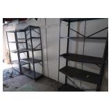 3 Metal Storage Shelves(some damage-bolted to wall