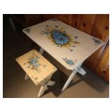 Toll Painted Table w/Bench-24"Wx22"x25:H