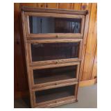 Wood Oak Book Case w/Glass Doors-31"Wx13"Dx57"