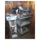 Metal Serving Cart w/Supplies-Empty Train Boxes,