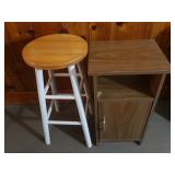 Wood Stool-28"H&Sm. 1 Drawer Stand-14 1/2Wx12Dx27H