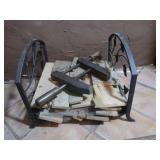 Metal Log Holder & Antique Wood Clamp