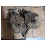 Antique Myers Wood Pulleys-6" Dia & 2 RR Spikes