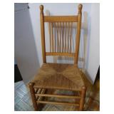 Small Wood Rocker w/Woven Rush Seat(wear on rush)