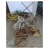 Misc Lot-Rope, Come-a-long, Tire Tools