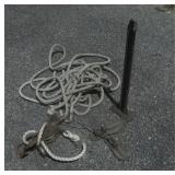 Vintage Cast Iron Shoe Lasts & Stand & Rope Pulley