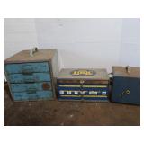 2 Metal Parts Organizers w/Contents&Vintage