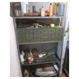 Metal Shelving Unit & Contents-18 Drawer Organizer