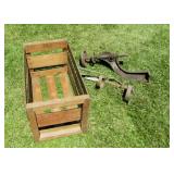 Vintage Wood Crate w/2 Vintage Presses