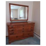 Maple Dresser w/Mirror-52x19x67"