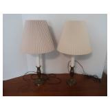 Pr of Brass Finished Lamps-26"H