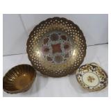 10"Enameled Metal Bowl,Noritake Gold Enameled Dish