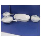 3 Corningware Casserole w/Lids, 1 -12" Casserole
